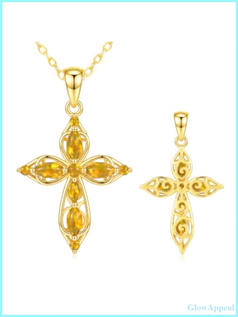 14K Gold Plated Opal Cross Necklace Adjustable 18-20 Inch Pendant Women's